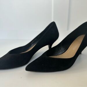 Stuart Weitzman Black Suede Kitten Heels